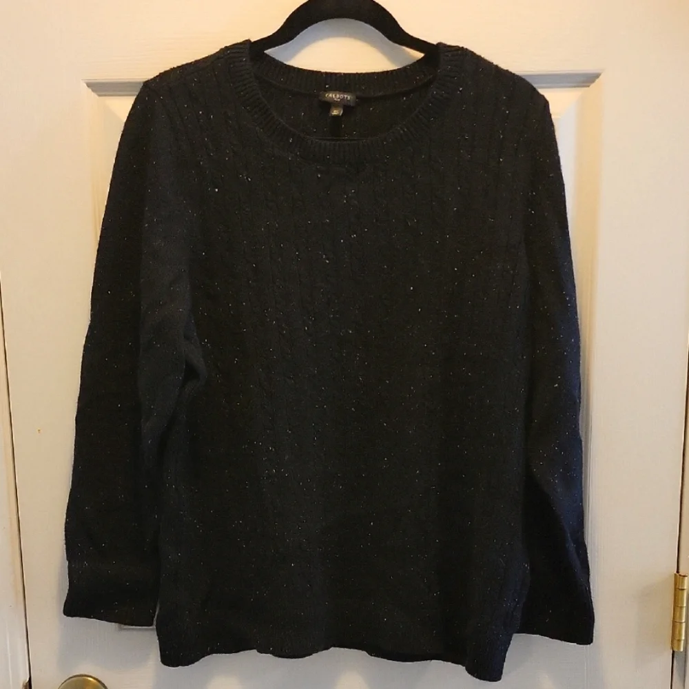 Talbot's 2X Black Cable Knit Sweater - Picture 1 of 7
